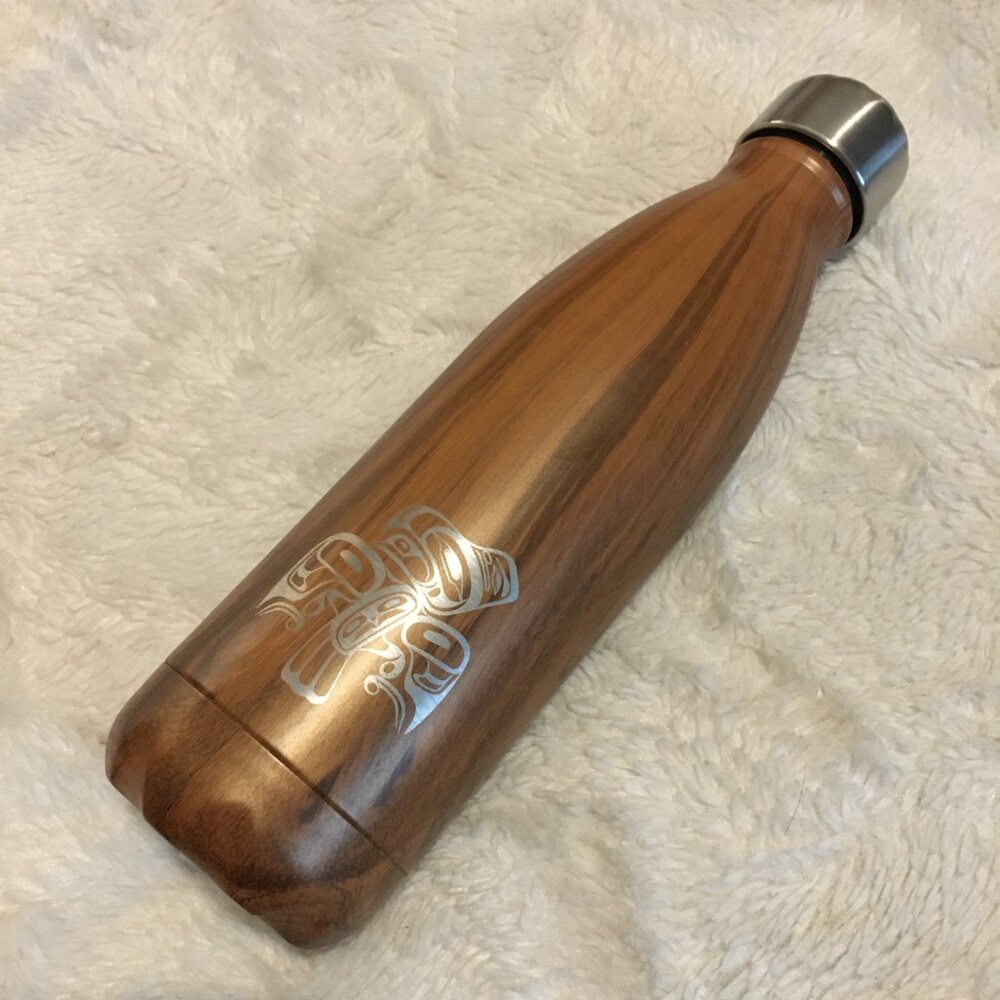 Native Artist Eagle Water Bottle With Faux Woodgrain